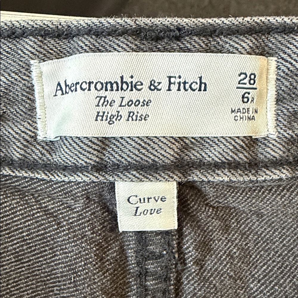 Gray Studded Abercrombie High Rise Loose Jeans - Picture 2 of 5